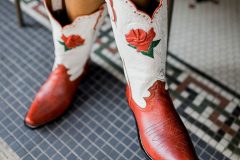 "Red Roses" Cowboy Boot with red leather roses