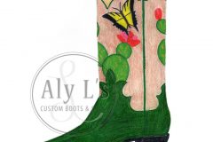 "Cactus Blossom" Women's Cowboy Boot with Butterfly and Flower Leather Inlays