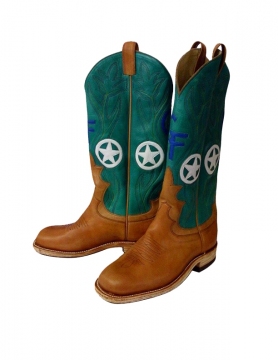 "GF Sheriff Star" Cowboy Boot with green leather uppers