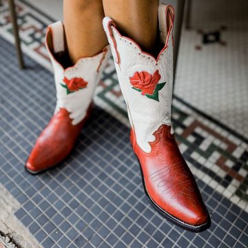 "Red Roses" Cowboy Boot with red leather roses