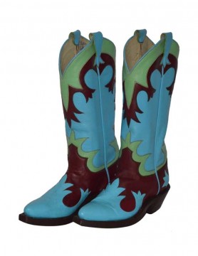 "Fancy" Bright blue, green, and burgundy women's cowboy boots